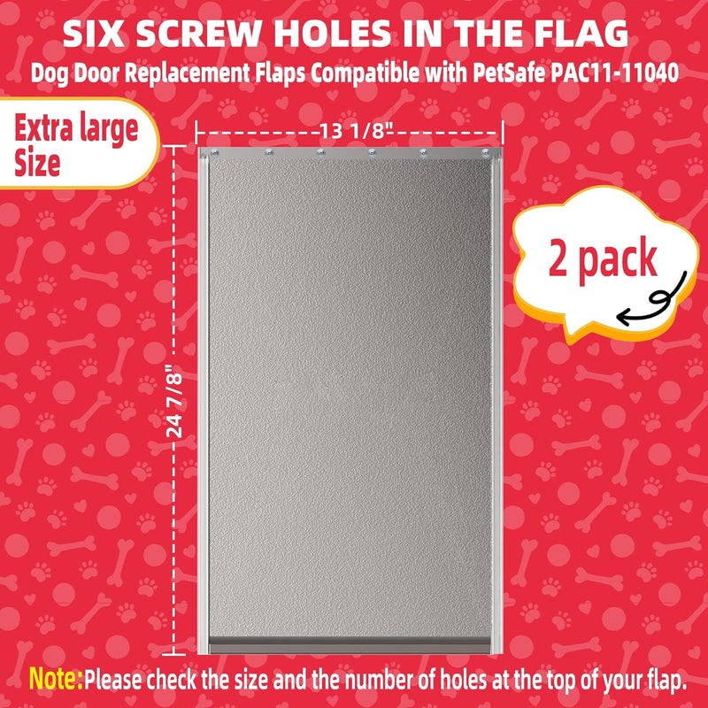 Fuzzycare 2PACK Extra Large Dog Door Replacement Flap with Screws,Doggie Door Replacement Flaps Compatible with PetSafe Freedom Doggie Doors PAC11-11040, 13 1/8" X 24 7/8", Flexible, Weather Resistant - Image 2